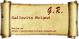 Gallovits Roland névjegykártya